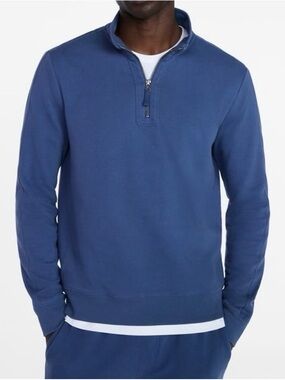 George Men's Blue Washed Terry Quarter-Zip Casual Style Pullover Sweater Size XL